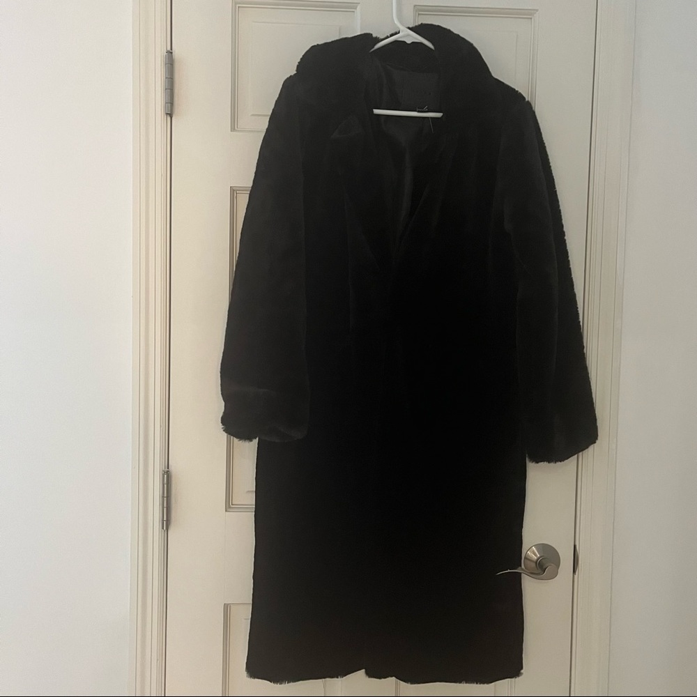 Blank NYC Black faux fur trench coat
